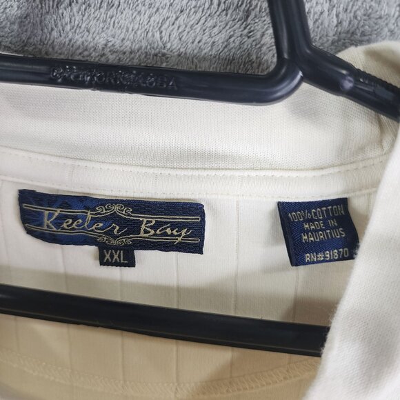 Mens Beige Keeter Bay Ribbed Shirt Long Sleeve 100% Cotton Crew Neck Size XXL - Picture 6 of 10